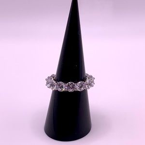 925 Rhodium Plated Cubic Zirconia Eternity Band